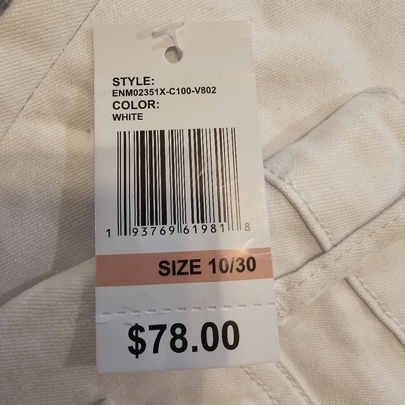 NWT KENSIE Jeans Slim Straight High Rise Allie Raw Hem Stretch Jeans White 10/30 - Picture 9 of 15